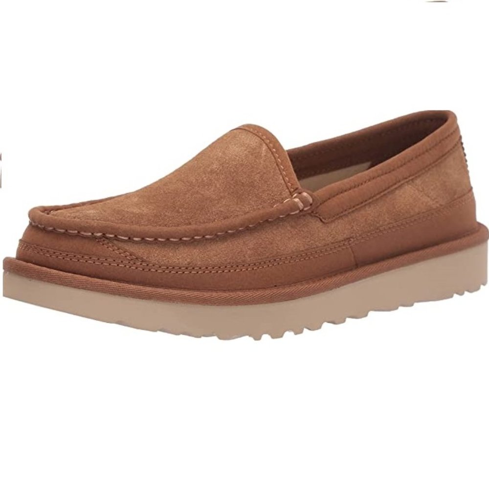 UGG Australia DEX Suede Slip on Sheepskin Slippers Chestnut 1103901